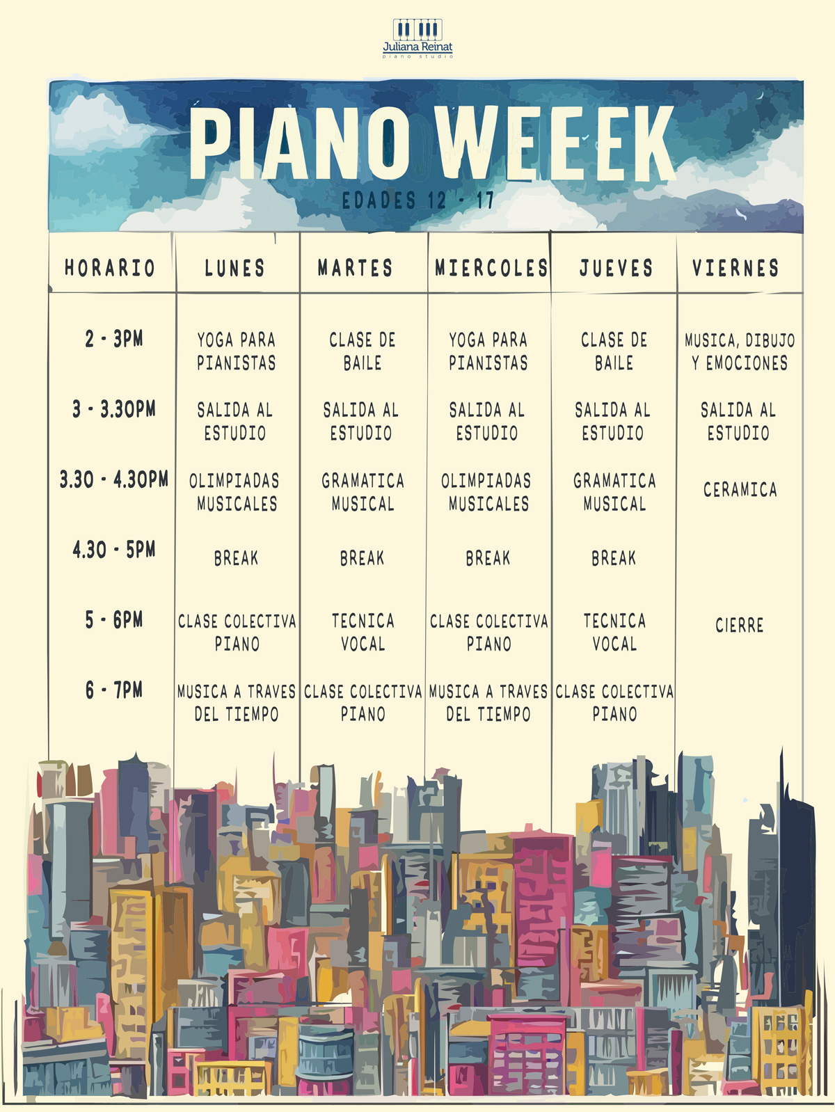 Horarios Piano Weeek